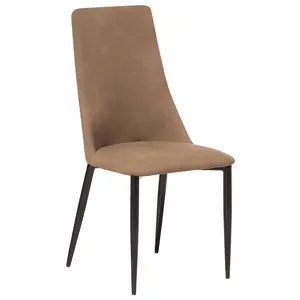 Set of 2 Dining Chairs CLAYTON Faux Leather Golden Brown