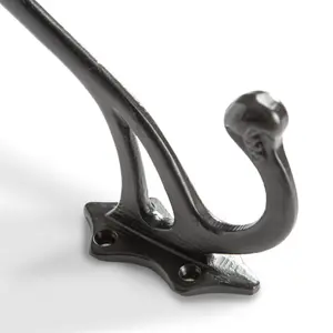 Hammer & Tongs - Leaf Backed Hat & Coat Hook - W35mm x H150mm - Black