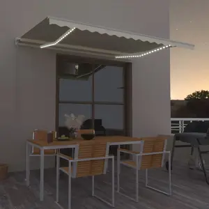 Berkfield Manual Retractable Awning with LED 400x300 cm Cream