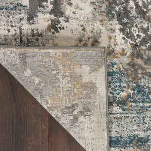 Grey Multicoloured Abstract Modern Easy To Clean Dining Room Bedroom & Living Room Rug-122cm X 183cm