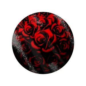 Grindstore Red Roses Circular Gl Chopping Board Red (One Size)