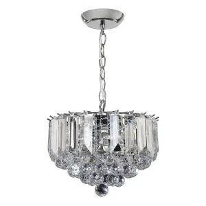 Luminosa Fargo 3 Light Ceiling Pendant Chrome, Clear Acrylic, E14