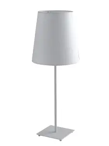 Luminosa ELVIS Table Lamp with Round Tapered Shade White, Fabric Lampshade 24x63.5cm