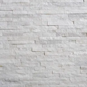 Stegu Splitface White Semi-gloss Patterned Textured Natural stone Indoor Wall Tile, Pack of 12, (L)400mm (W)100mm