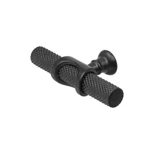 DecorAndDecor - AMELIA Matt Black Knurled T-Bar Kitchen Cabinet Pull Knob Handles - Pair