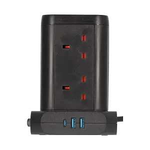 Brennenstuhl Tower Extension Lead 8-Way - 8 Sockets & 3 USB Charging Ports