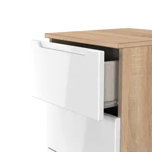 Milan Ready assembled White & oak 5 Drawer Bedside chest (H)1067mm (W)370mm (D)390mm