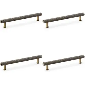 4 PACK - Knurled T Bar Pull Handle - Antique Brass - 160mm Centres Premium Drawer Door