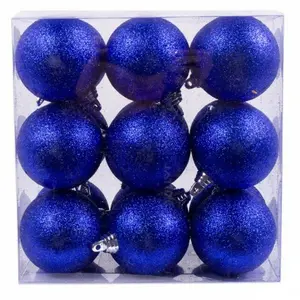 Xmas Glitter Ball Ornament Bauble (Set of 18) Blue