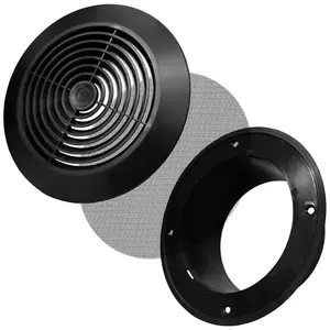 4-inch / 100 mm Circular Ceiling Mounted Air Vent Grille Cover, Round Ventilation Extract/Supply Valve Diffuser (Black)