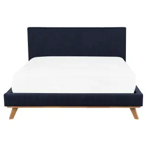 Chenille EU King Size Bed Dark Blue TALENCE