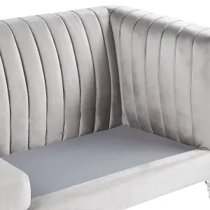 3 Seater Velvet Fabric Sofa Light Grey ARVIKA