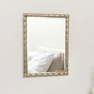 Melody Maison Gold Rectangle Bamboo Framed Wall Mirror - 43cm x 33cm