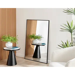 Alcantera Rectangle Metal Frame Wall Mirror Simple and Elegant Modern Design Black / 120cm H x 80cm W