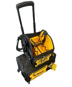 Dewalt Pro Rolling Wheeled Tool Bag Case Soft Storage Stackable + 11" Tote Bag