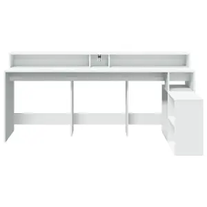 Berkfield Desk with LED Lights White 200x104x91 cm Engineered Wood