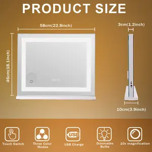 Prestano Rectangle LED Metal Mirror