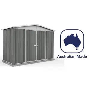 Absco 10ft x 5ft Metal Garden Storage Shed Apex Grey Outdoor Building Single Door