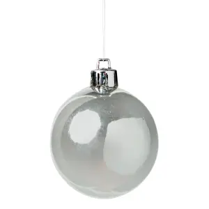 Silver effect Plastic Round Christmas bauble set, Set of 8 (D) 60mm