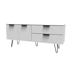 Fuji 2 Drawer 2 Door Wide Sideboard in Grey Matt & White (Ready Assembled)