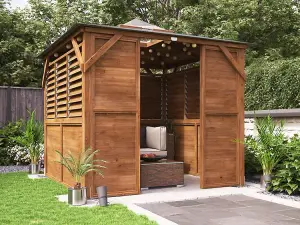 Dunster House Wooden Gazebo 2.5m x 2.5m Erin Half, Wall Half Louvre & Front Panel