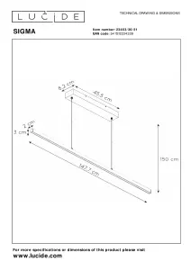 Lucide Sigma Modern Pendant Light - LED Dim. - 1x38W 2700K - White