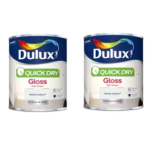 Dulux Quick Drying Gloss White Cotton 750Ml Pack of 2