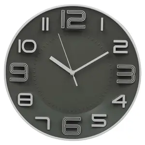 URBNLIVING 28cm Diameter Dark Grey Large Analogue Wall Clock Bedroom Office Kitchen