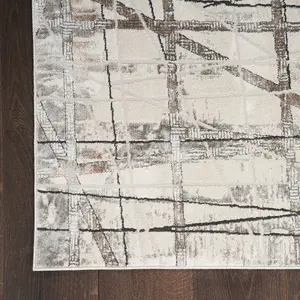 Grey Modern Easy to Clean Abstract Rug for Living Room, Bedroom - 160cm X 221cm