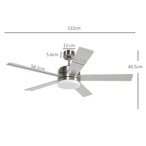 HOMCOM Mounting Reversible Ceiling Fan with Light, Remote, Silver & Natural