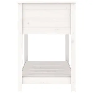 Berkfield Planter with Shelf White 111.5x54x81 cm Solid Wood Pine