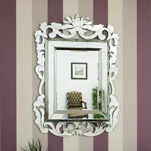 MirrorOutlet All Glass Stylised Baroque Inspired Wall Mirror 135 x 99 CM