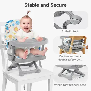 Adjustable High Chair for Babies and Toddlers, Booster Seat for Table - Grey