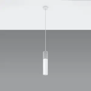 Borgio Concrete & Steel White 1 Light Classic Pendant Ceiling Light