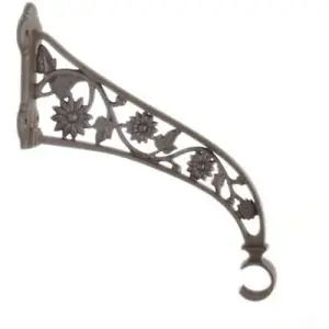 Castelion Single Cast Iron Decorative Flower Hanging Basket Bracket