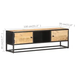 Berkfield TV Cabinet with Carved Door 130x30x40 cm Rough Mango Wood