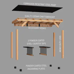 Backyard Discovery Saxony XL 100% Cedar Wood BBQ/Grill Gazebo