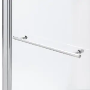 Cooke & Lewis Nubia L-shaped 1 panel Clear glass Silver effect frame Bath screen, (W) 815mm (H) 1400mm