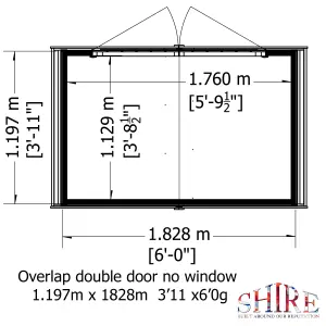 Shire 4x6 Overlap Double Door No windows Garden Shed