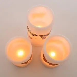 3 x Butterfly Design Real Wax LED Pillar Candles - Battery Powered Flickering Light Home Decoration - One of Each 10, 12.5 & 15cm