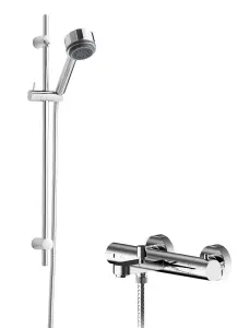 Pride Wall Mount Thermostatic Bath Shower Mixer Tap with Linear Slide Rail Kit - Chrome - Balterley