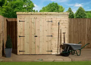 Empire 4000  Pent 8x3 pressure treated tongue and groove wooden garden shed double door left (8' x 3' / 8ft x 3ft) (8x3)