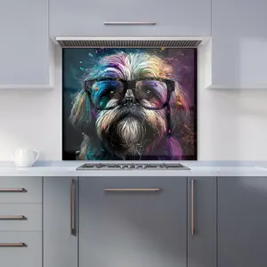 Lharsa Apso Dog Face Splashart Premium Glass Kitchen Splashback W600mm x H650mm