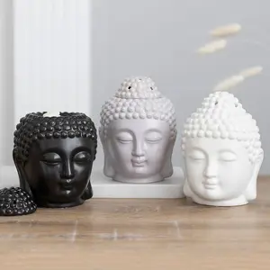 Ceramic Buddha Head Oil Burner - White