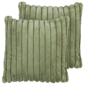 Set of 2 Cushions RAKYA Faux Fur 45 x 45 cm Solid Tufted Green