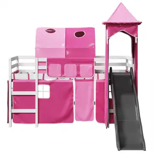 Berkfield Kids' Loft Bed with Tower Pink 80x200 cm Solid Wood Pine