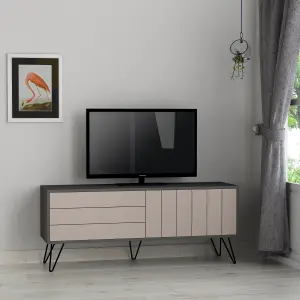 Decortie Picadilly Modern TV Unit Multimedia Centre Anthracite Grey Mocha Grey with Storage TV Cabinet 139cm