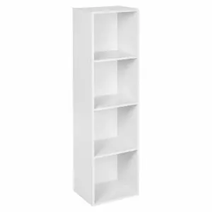 URBNLIVING Height 106cm 4 Shelf Wooden Bookcase Shelving Colour White Display Storage Shelf Unit Shelves