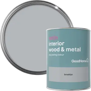 GoodHome Brooklyn Satin Metal & wood paint, 750ml