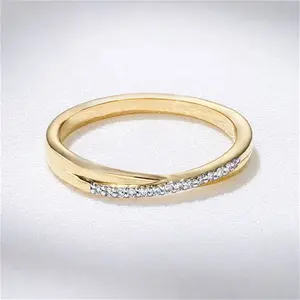 Lab Diamond Half Eternity Wave Ring 0.05Ct In 18K Gold Vermeil